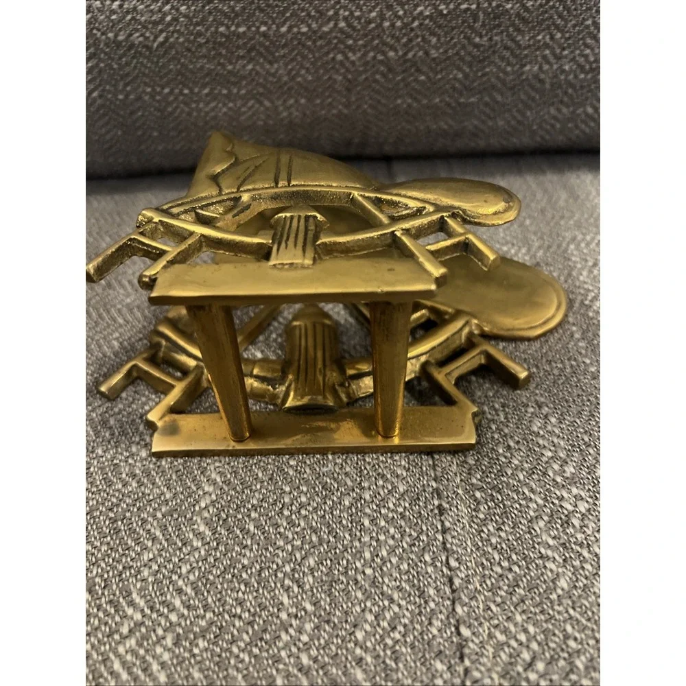 Brass Firefighter Mail Holder Tray Desk Art Helmets Ladders Hydrants